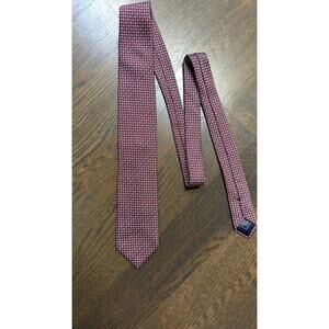 LNWOT BRIONI Rare Handmade Italy Satin‎ Silk Jacquard Tie Red Blue 62"L 3"W